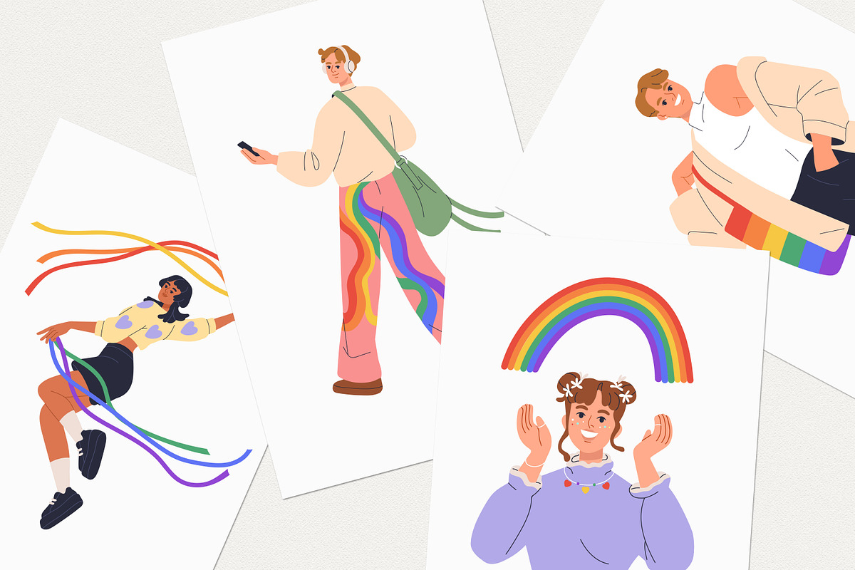 LGBTQ people & rainbow flags set, a Person Illustration by Good Studio (Photo 5 of 7)