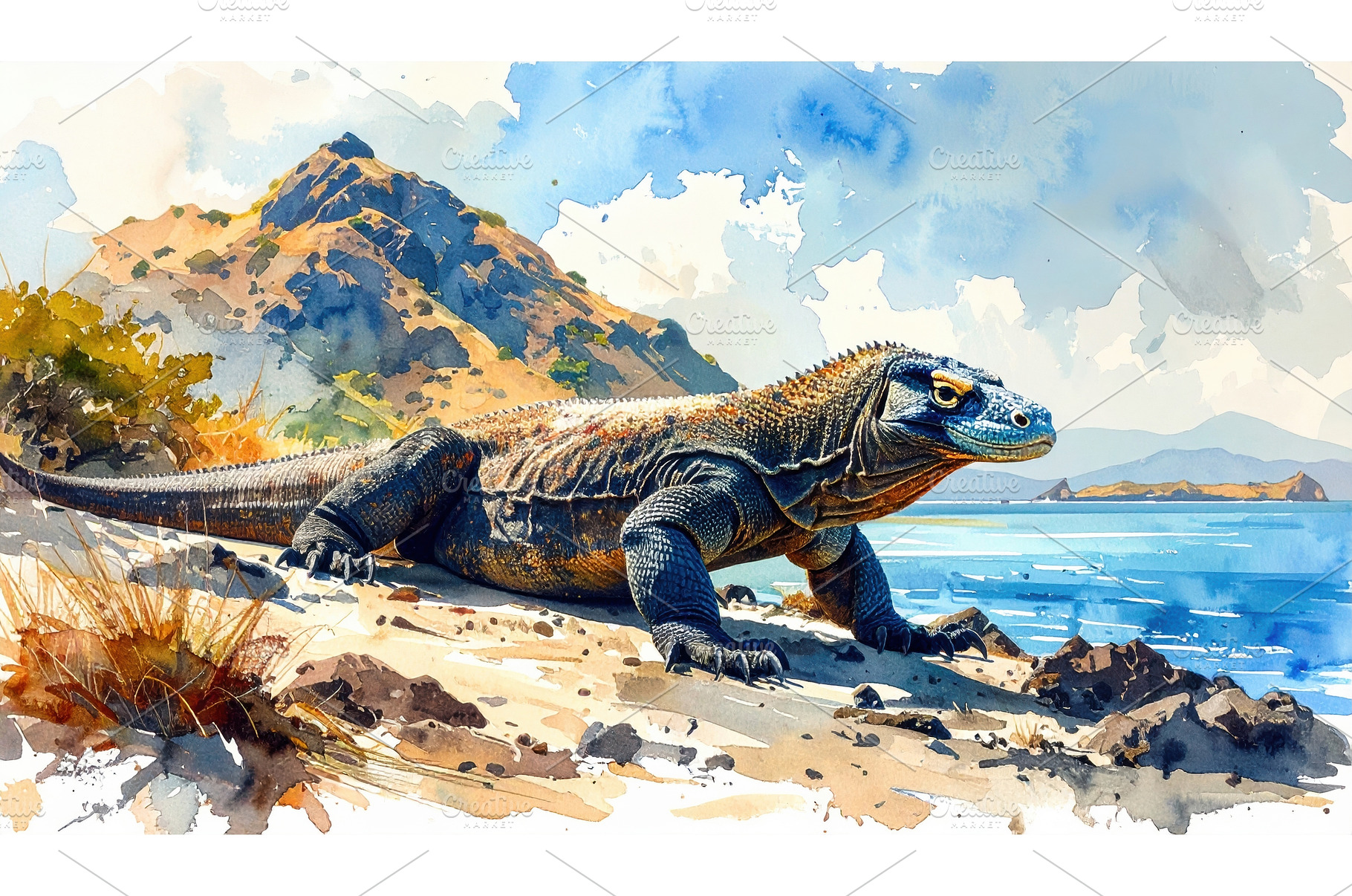 Komodo dragon resting on tropical, an Animal Photo by Igor Tichonow