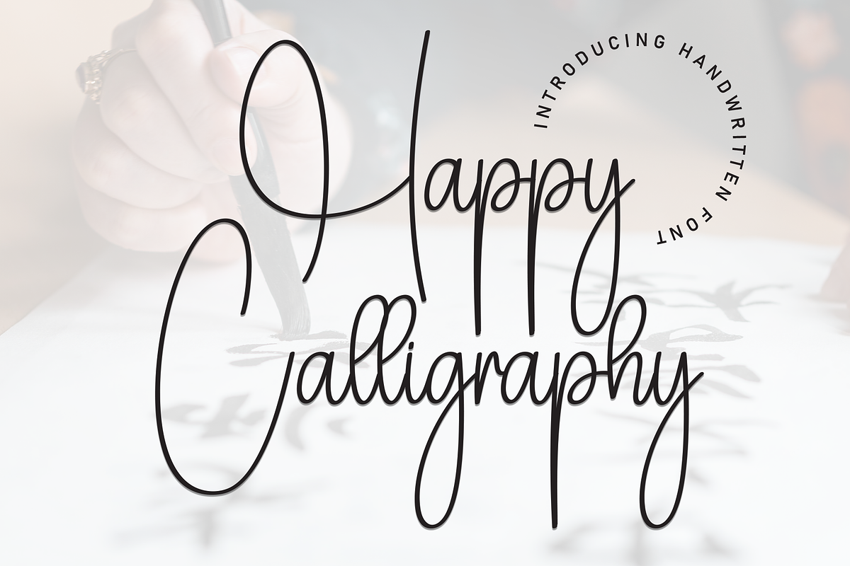 Happy Calligraphy | Script Font, a Handwritten Font by Scratchones (Photo 1 of 8)