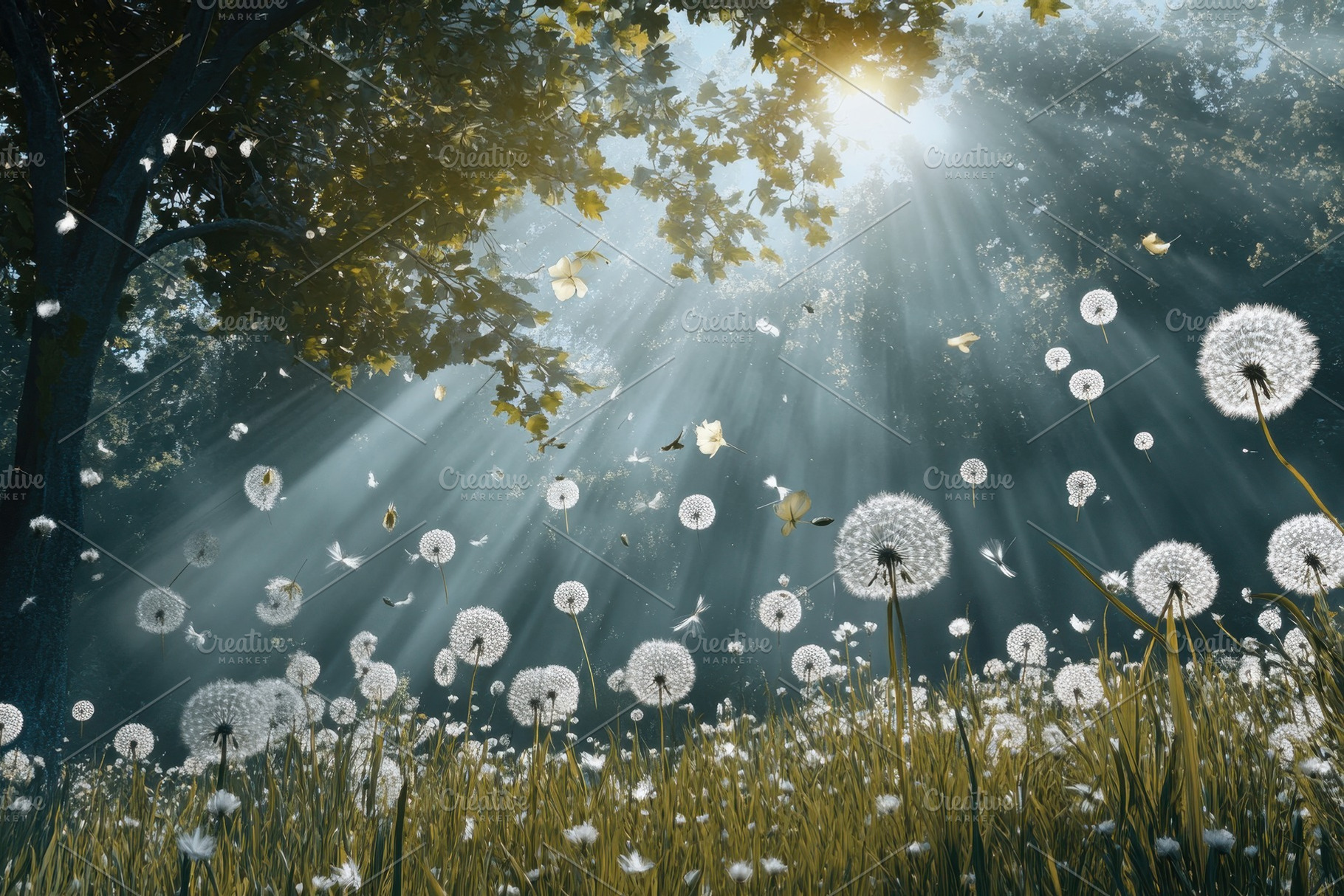 Fluffy dandelion seeds floating grac, a Photo by Iftikhar Alam