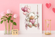 Watercolor Valentine's Bear Clipart, an Illustration by Canvas Craft (Thumbnail 5 of 6)
