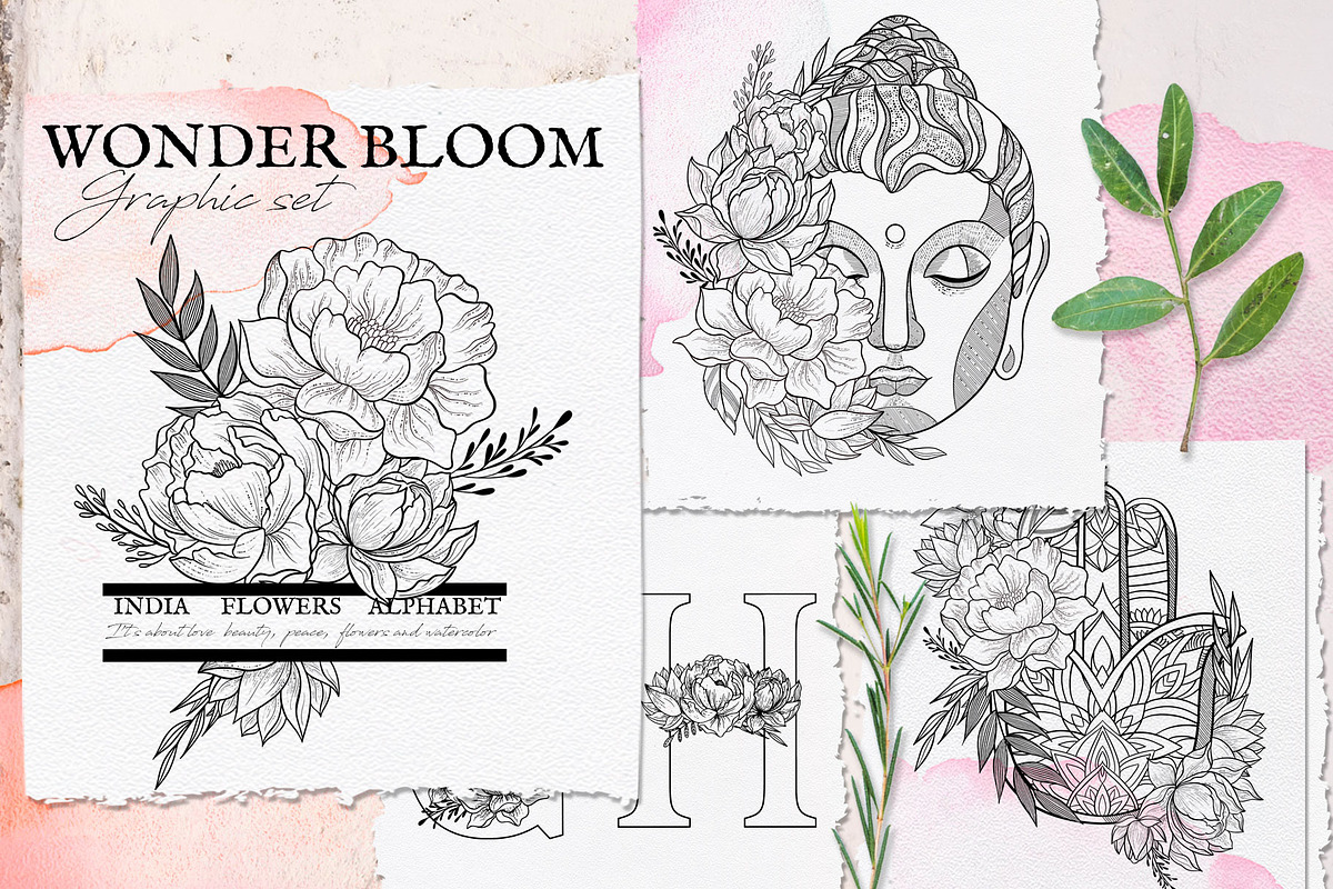 Wonder Bloom Graphic Set & Alphabet, a Decorative Illustration by CallMeStasia (Photo 1 of 10)