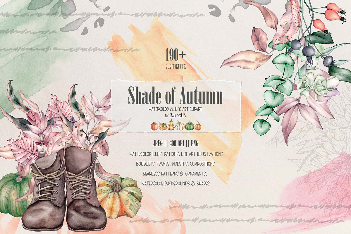 Shade of Autumn Watercolor Clipart, a Decorative Illustration by BalanceUA (Photo 1 of 18)