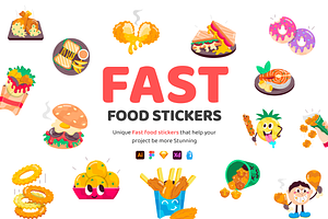 Fast Food Stickers, an Emoji Icon by Vectors Market