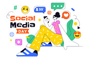 7 Social Media Day Illustration, a Seasonal Illustration by denayunebgt (Thumbnail 4 of 4)