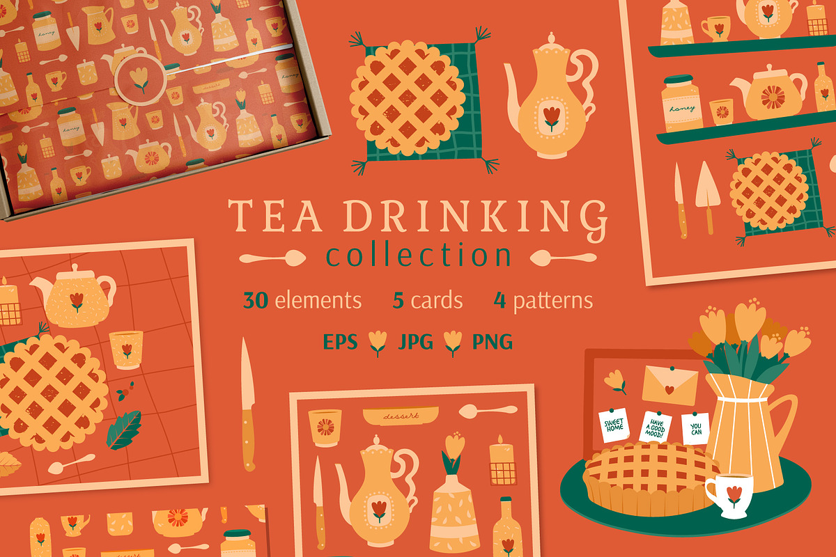 Tea Drinking Collection, an Object Illustration by Renberrry.Store (Photo 1 of 13)
