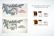 Retro Christmas Tree Branch, a Decorative Illustration by Countryside life (Thumbnail 5 of 5)