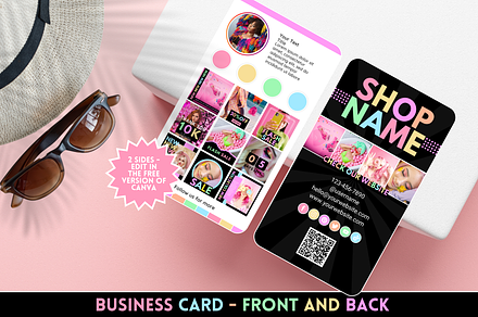 Pastel Neon Business Card Template, a Business Card Template by SunshineStudioBoutique