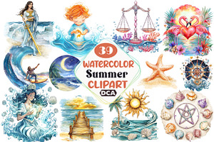 Summer Sublimation Clipart, an Illustration by DreamCafeArt