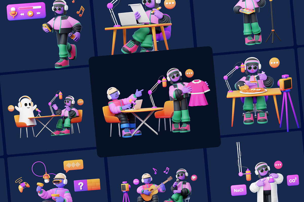 Live Streaming, Podcast 3D Character, a Characters & Person 3D Model by orenjidesign (Photo 7 of 8)