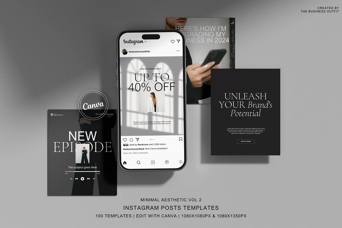 CANVA Minimal VOL 2 Instagram Posts, a Social Media Template by thebusinessoutfit (Photo 1 of 12)