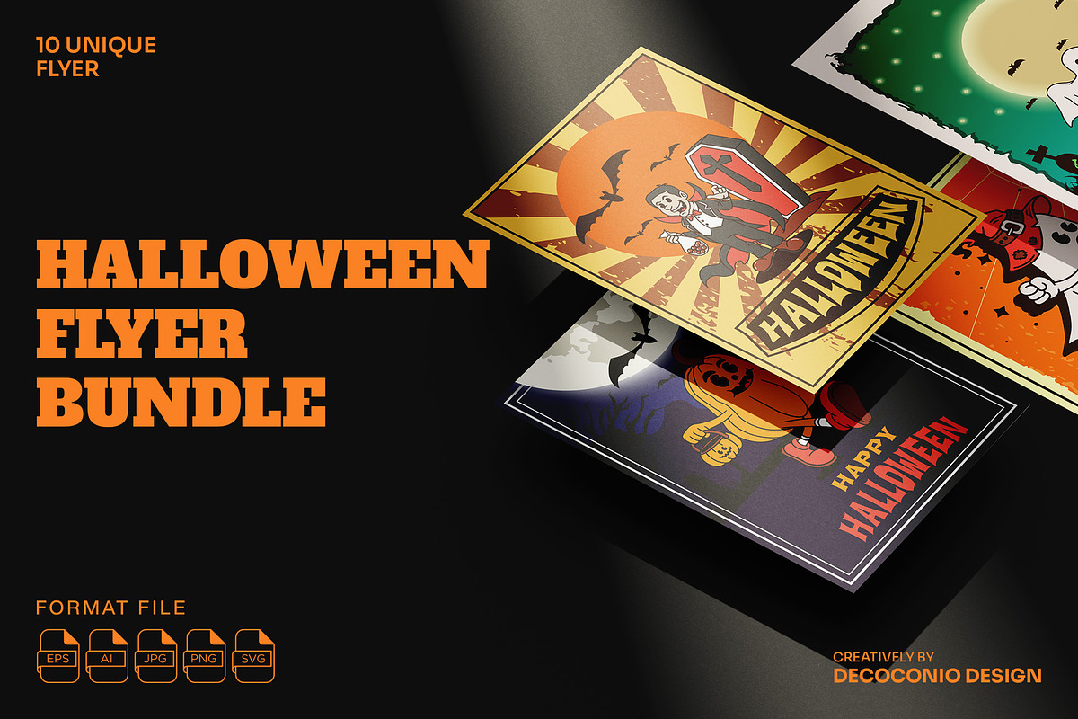 Halloween Flyer Bundle, a Poster Template by Decoconio Design (Photo 1 of 4)