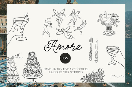 AMORE Whimsical Dolce Vita Wedding, an Object Graphic by Lana Elanor
