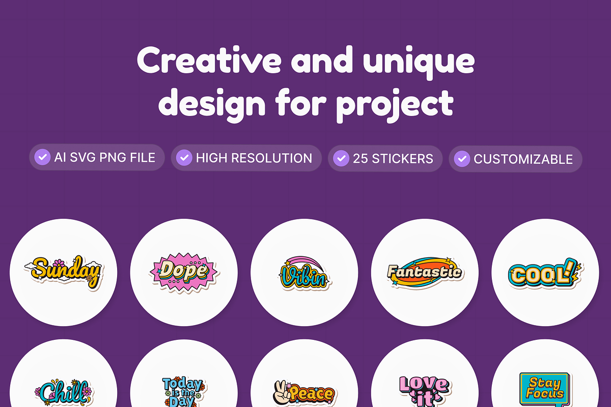 Groovy Sticker Element, an Object Graphic by Illustrava (Photo 5 of 9)