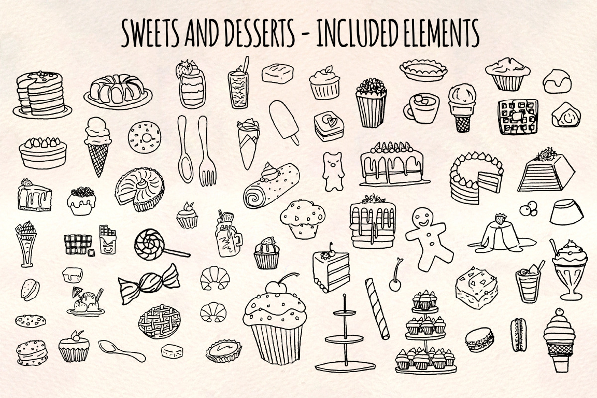 Sweets and Desserts Sketch Bundle, a Food Illustration by Violet LeBeaux (Photo 2 of 3)