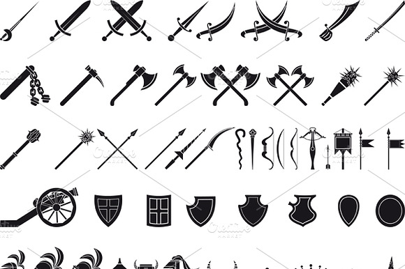 Large Set Of Medieval Weapons