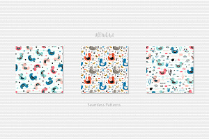 Cute Ducks Seamless Patterns