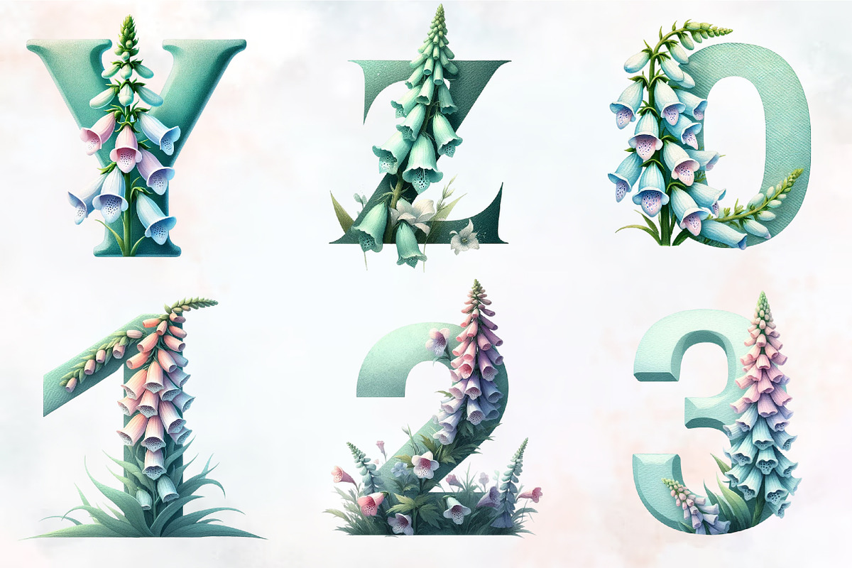Foxglove spring Alphabet Png, an Illustration by RobertsArt (Photo 3 of 7)