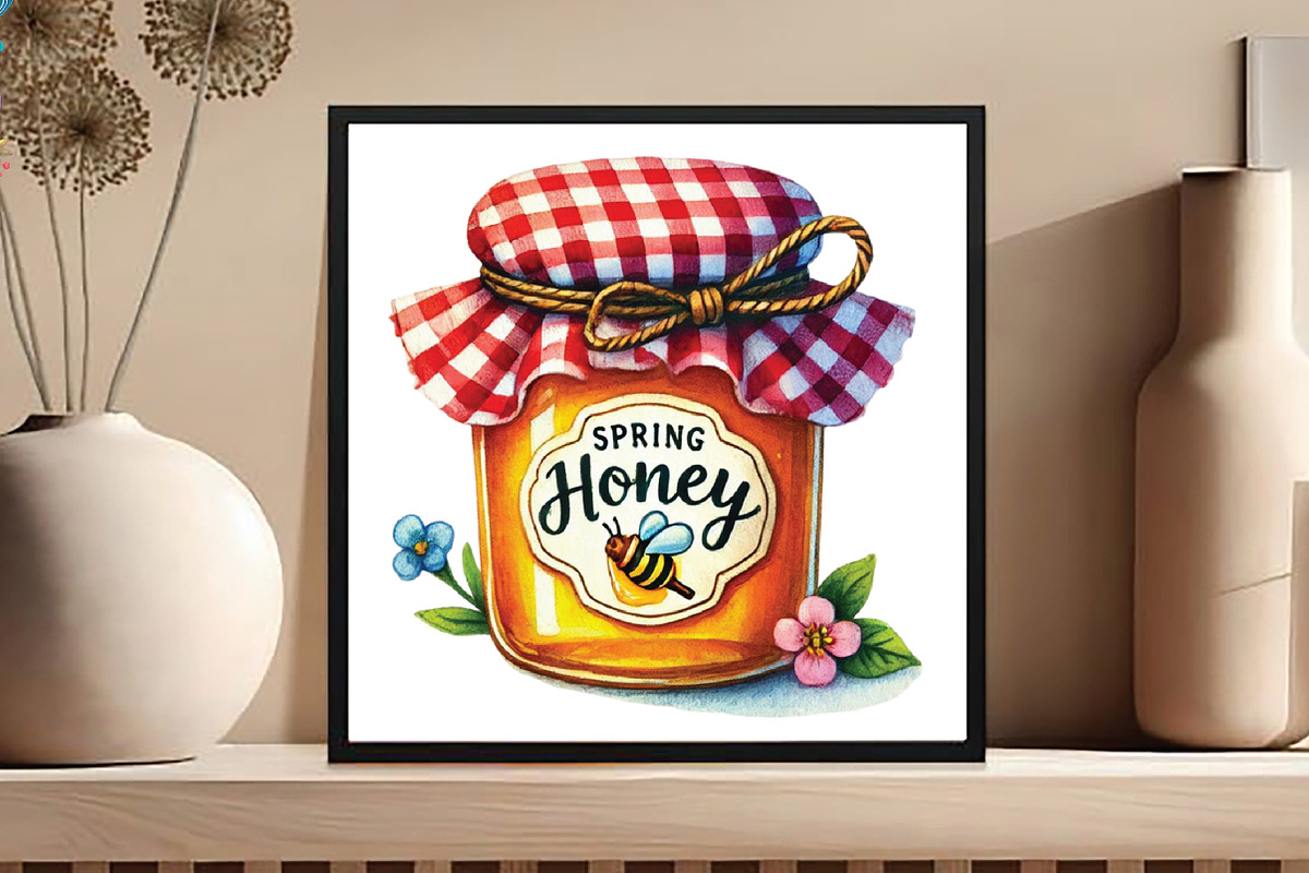Spring Honey Jar Sublimation Clipart, an Illustration by DreamCafeArt (Photo 5 of 5)