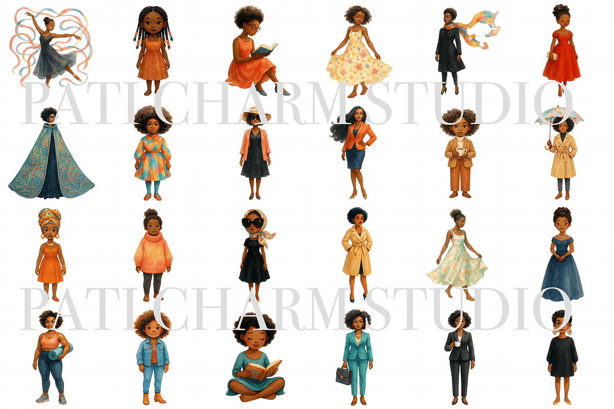 28 Black Woman Clipart, a Decorative Illustration by Pati Charm Studio (Photo 2 of 8)