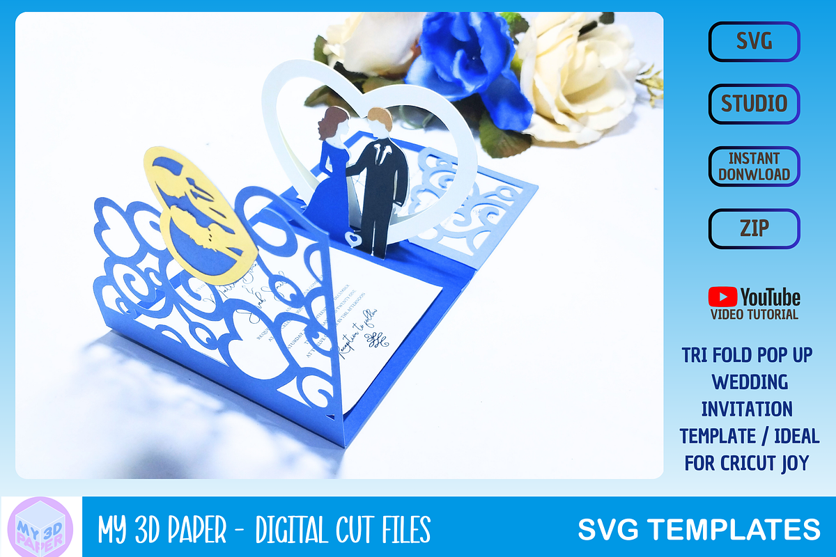 SVG Mini Pop Up Wedding Invitation, a Templates & Theme by My3dPaper