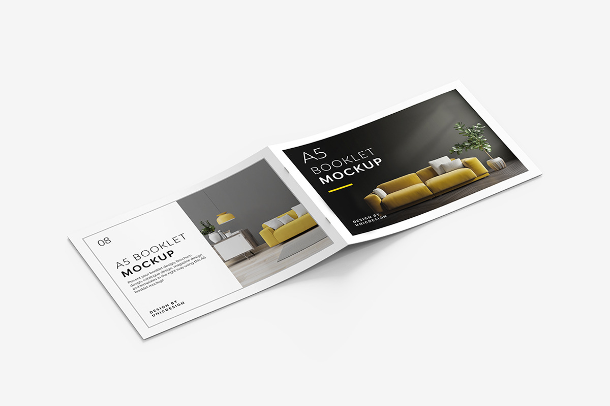 A5 Booklet Mockup, a Print Template by UnicDesign