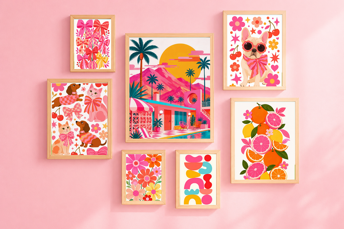 100 Retro Pink Girly Wall Art Prints, a Decorative Illustration by Matisse Studio (Photo 2 of 10)