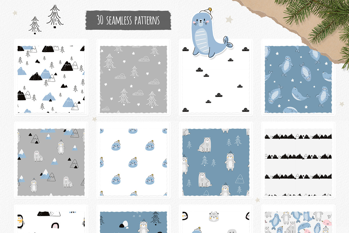 Arctic animals. Vector collection, a Pattern Graphic by AfonshinaArt (Photo 5 of 8)