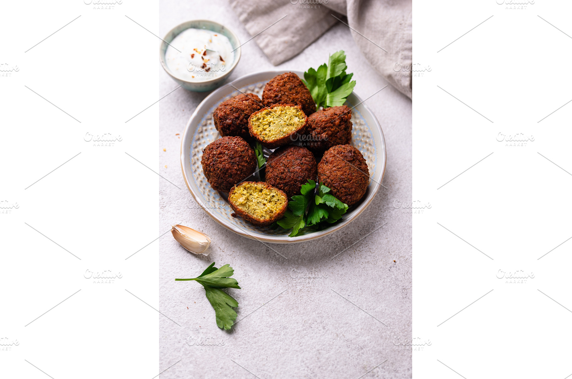 Middle Eastern falafel balls with, a Food & Drink Photo by Yulia Furman