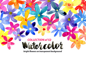 Bright Watercolor Flowers Set