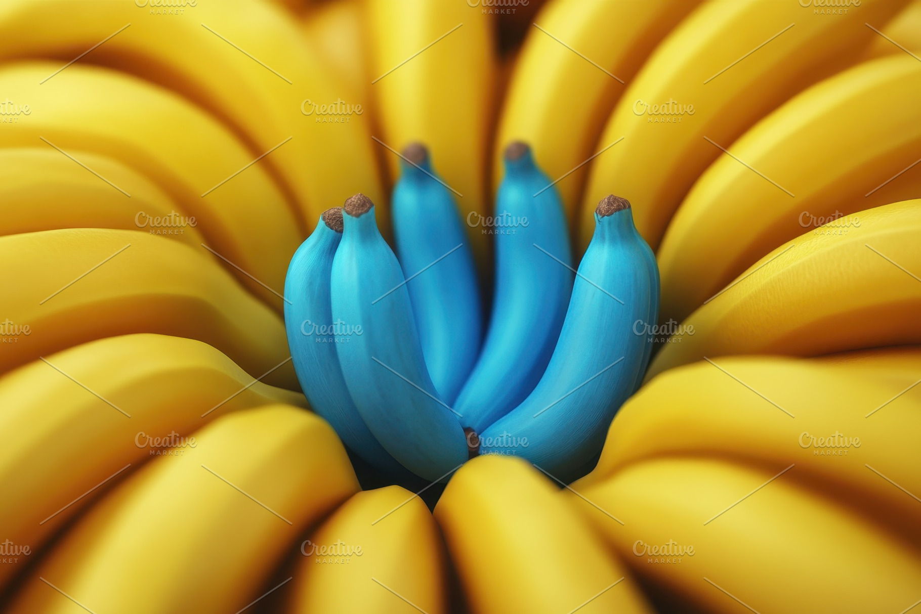 Unique blue banana surrounded by vib, a Photo by Iftikhar Alam