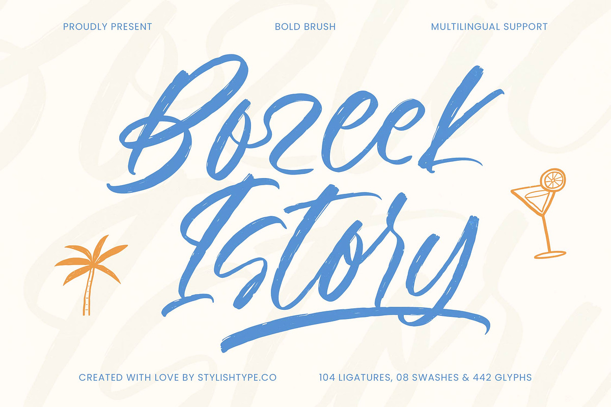 Bozeek Istory Bold Brush Font, a Script Font by stylishtype.co (Photo 1 of 20)