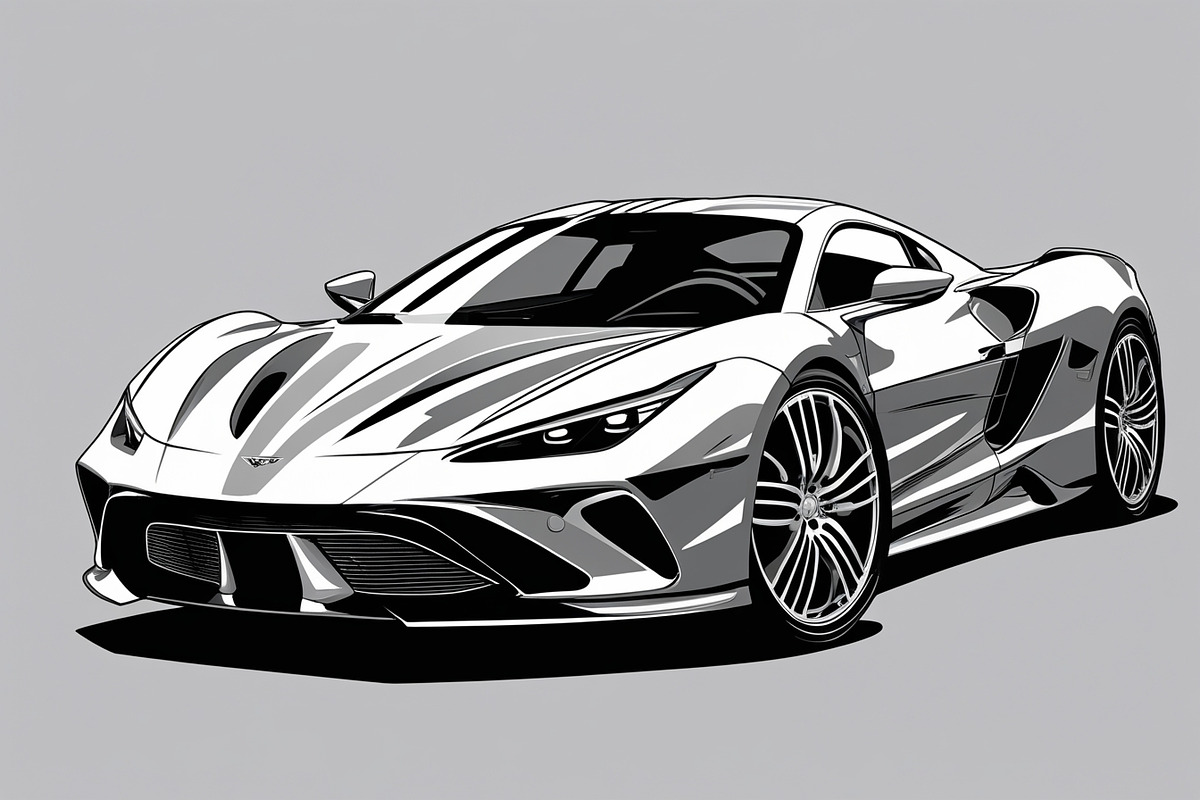 Fast Sport Car Outline Set, an Illustration by jahid234 (Photo 2 of 9)