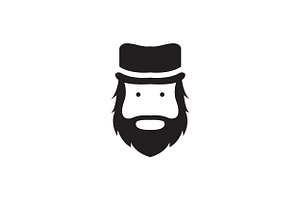 Face Old Man With Beard And Cap Logo