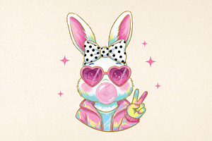 Glitter Easter Bunny Coquette Png, an Illustration by DreamPrint404
