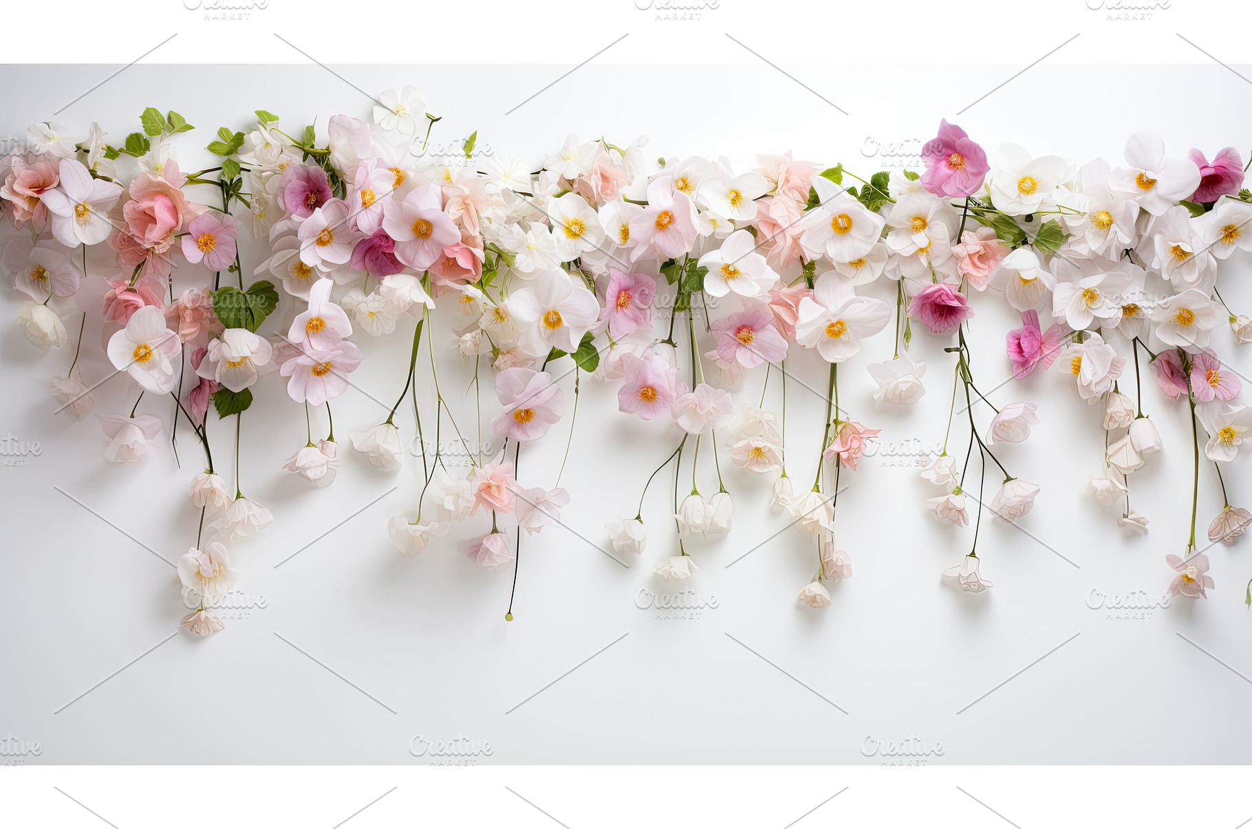 summer hanging flowers on white ai, a Nature Photo by pikepicture