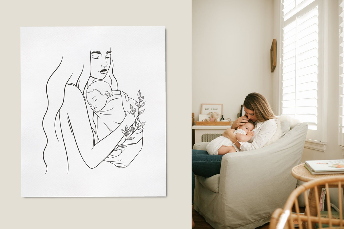 motherhood line art, an Illustration by heyXeni (Photo 3 of 9)