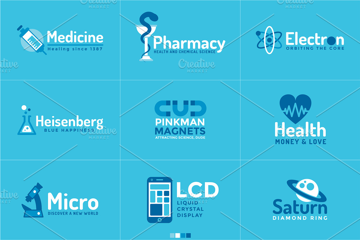 Science: 108 Flat Logos Bundle, a Branding & Logo Template by ToonPlanet Vector Assets (Photo 4 of 9)