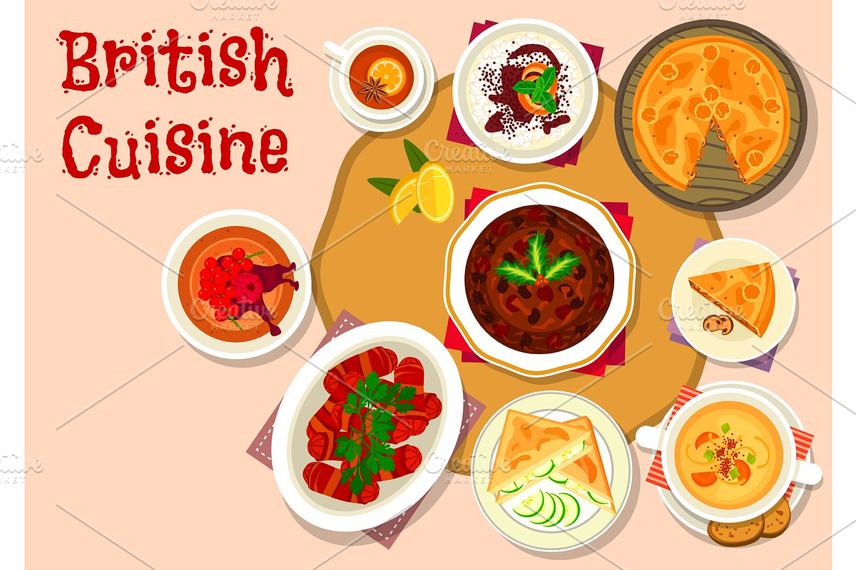 British cuisine lunch dishes icon design, a Graphic by Vector Tradition