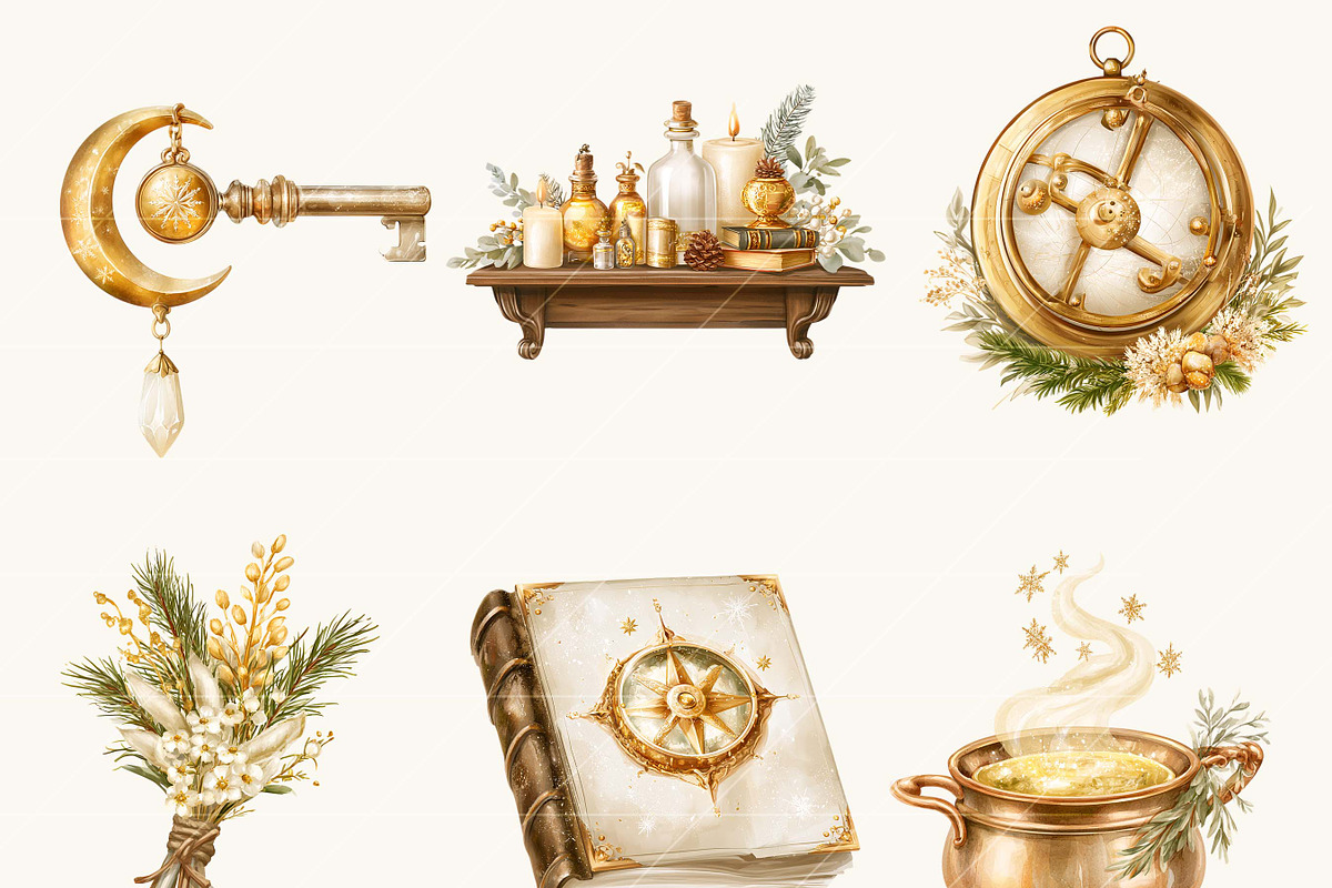 Celestial Winter Wonderland Clipart, an Object Illustration by BusyDaydesign (Photo 4 of 9)