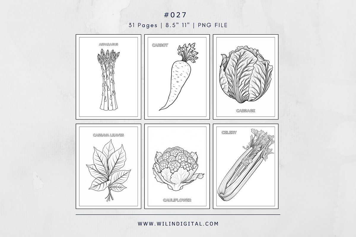 31 Vegetables Coloring Pages For Kid, an Illustration by Wilin Digital (Photo 3 of 3)