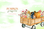 Watercolor Pumpkin Season Clipart, a Seasonal Illustration by ArtCreationsDesign (Thumbnail 21 of 22)
