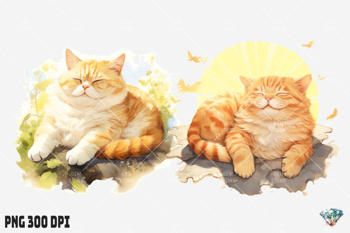 Summer Fat Cat Watercolor, an Illustration by Gemstone (Photo 8 of 12)