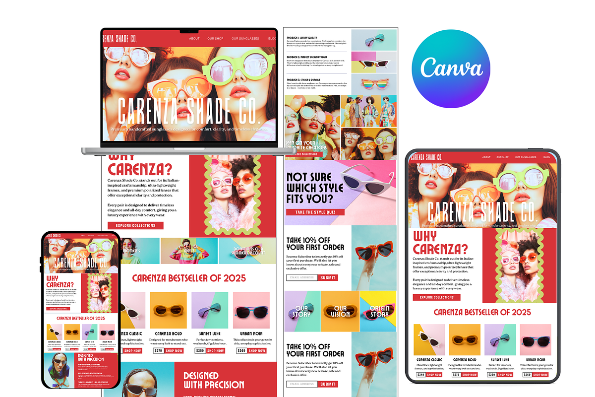 Sunglasses Shop website template, a Websites & App Template by wekreatif (Photo 2 of 5)