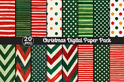Christmas Digital Paper Pack, a Pattern Graphic by Black Bird Studio (Thumbnail 1 of 6)