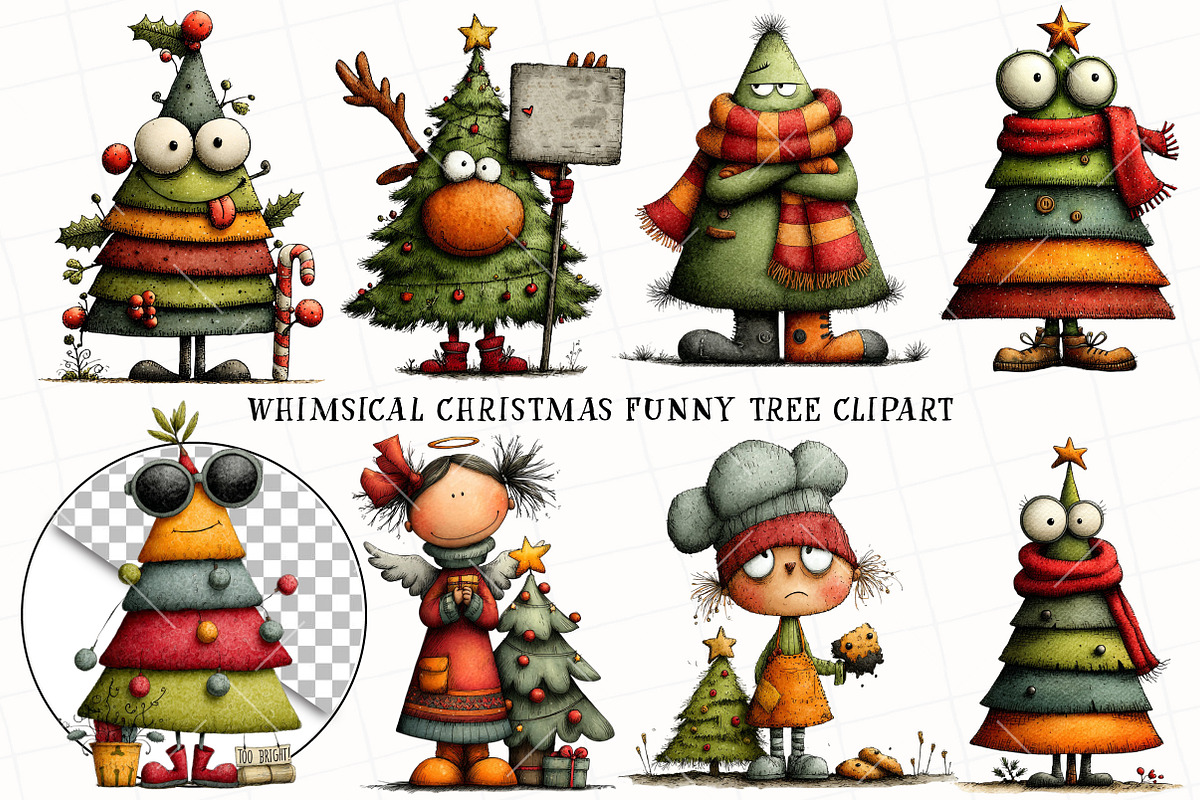 Whimsical Christmas Funny Tree PNG, an Illustration by OK Design (Photo 2 of 6)