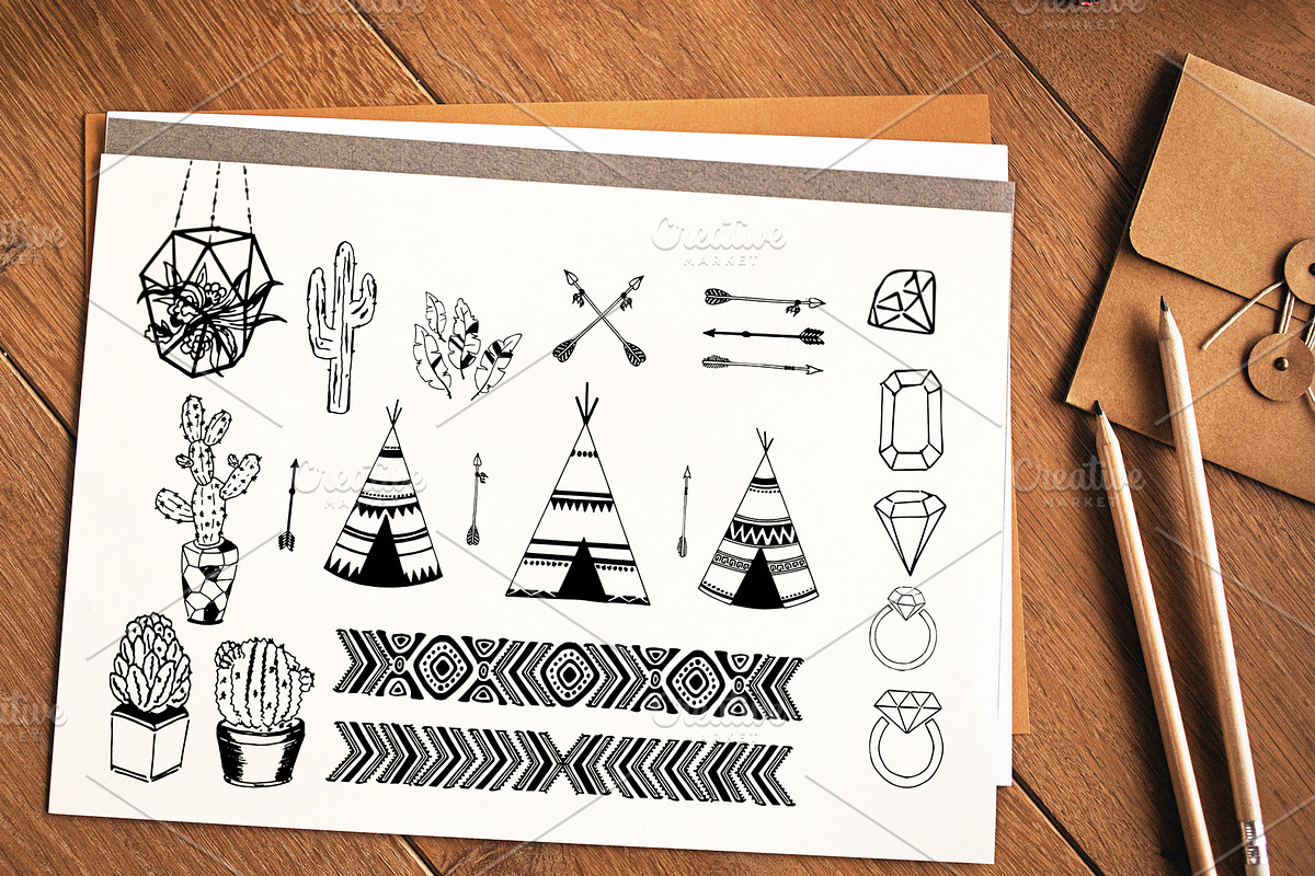 Tribal - Hand Drawn design elements, an Illustration by DigitalCloud (Photo 2 of 5)