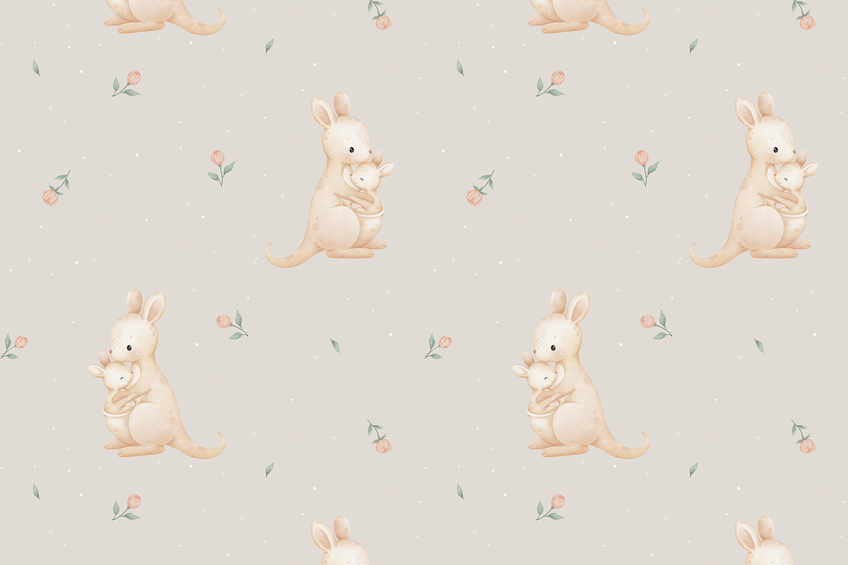 Kangaroo Cuddles – Clipart & Pattern, a Pattern Graphic by tetiartline (Photo 2 of 7)