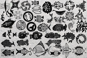 177 Fish Stamp Brushes Procreate