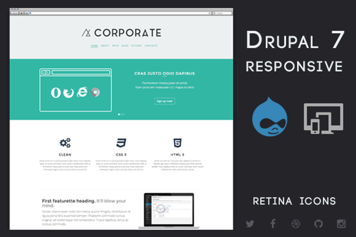 Corporate - Drupal 7 Business Theme, a Websites & App Template by MarkVI (Photo 1 of 4)